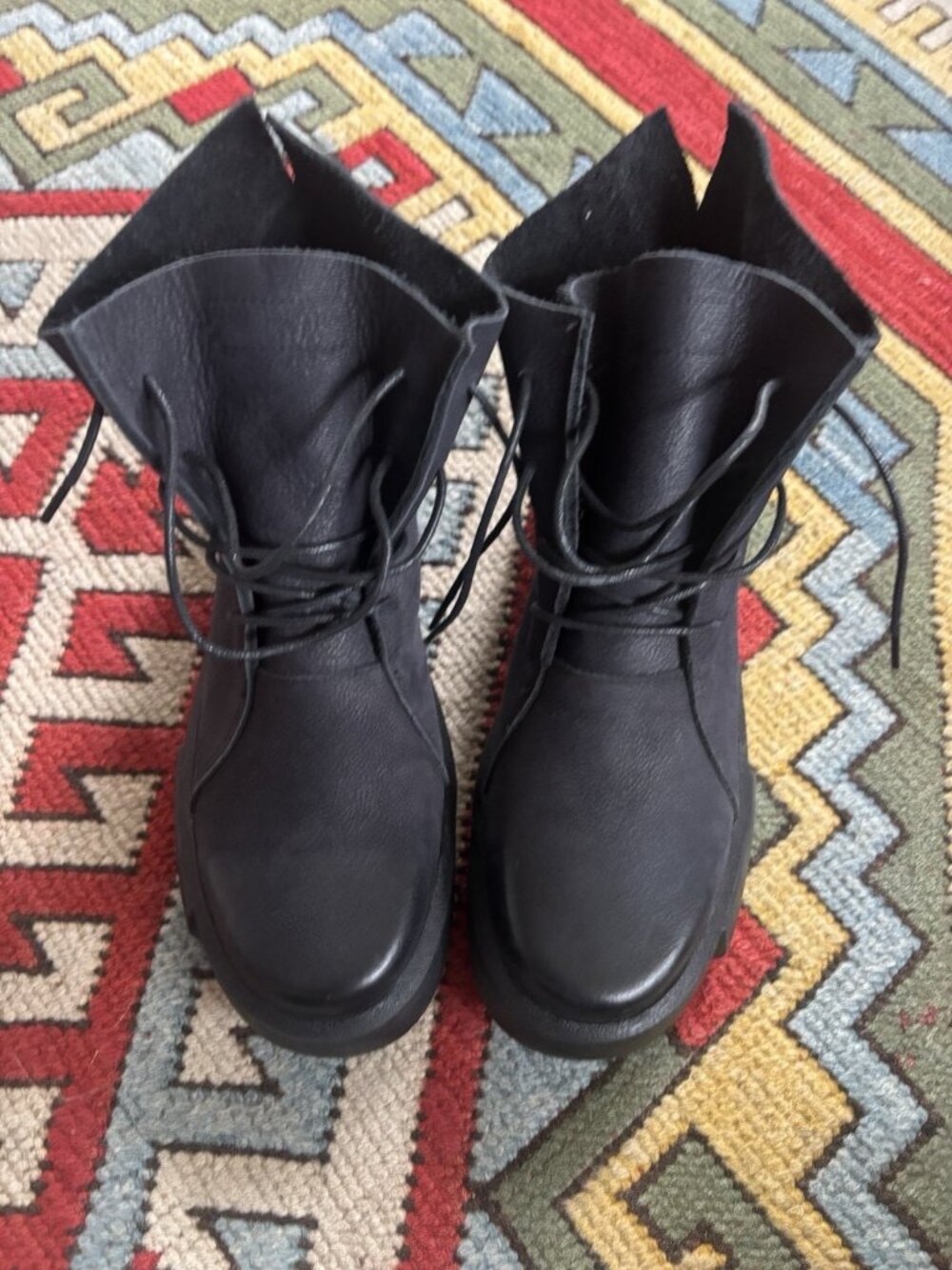 Nwob Dwarves Boots Black Lace Ankle Leather (see Measurements) Estimated Size 8